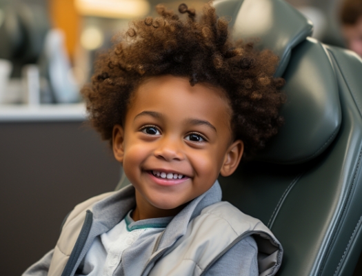 Little boy sitting in dental chair