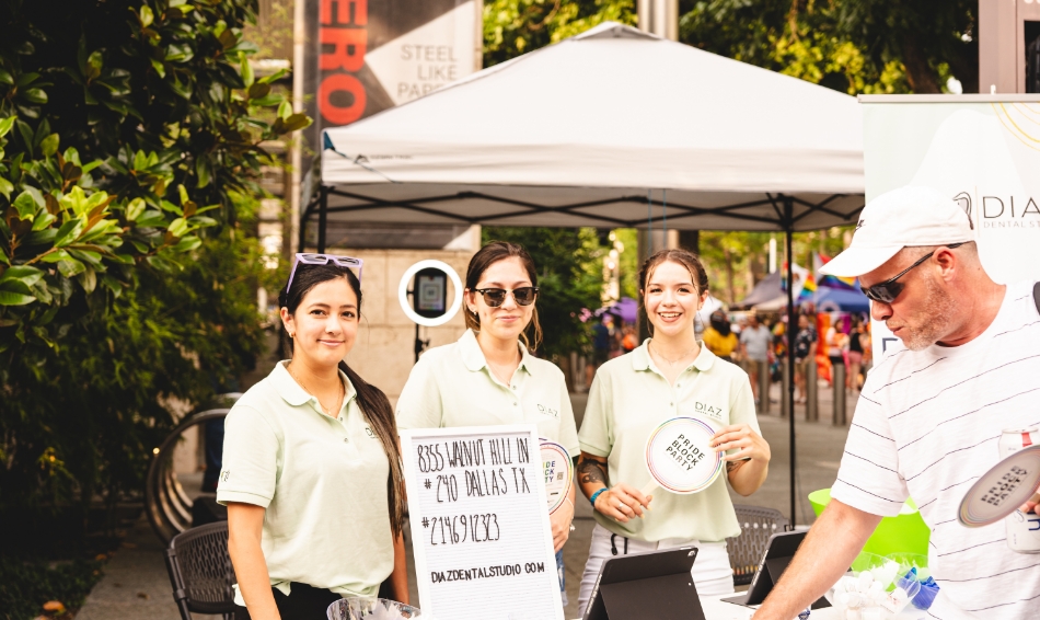 Dental team members at a community event