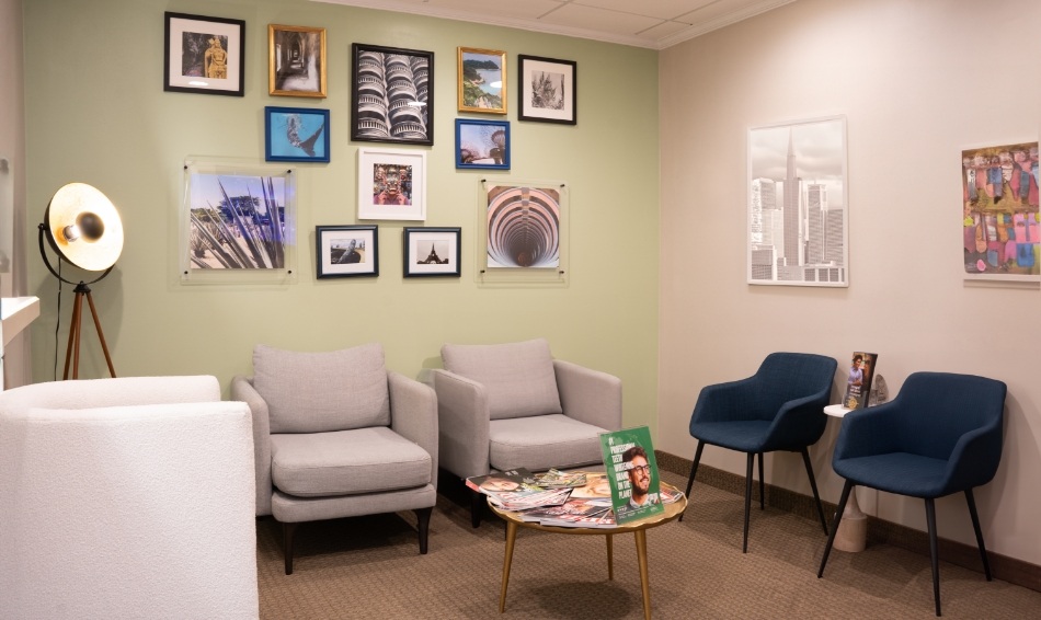 Chairs in waiting room of dental office